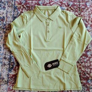 LAST ONE!!  XS Celery green pique golf collared long sleeve shirt comfortable